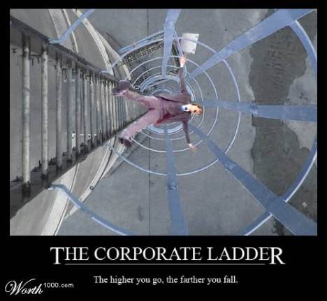 corporate-ladder a man falling of a corporate ladder