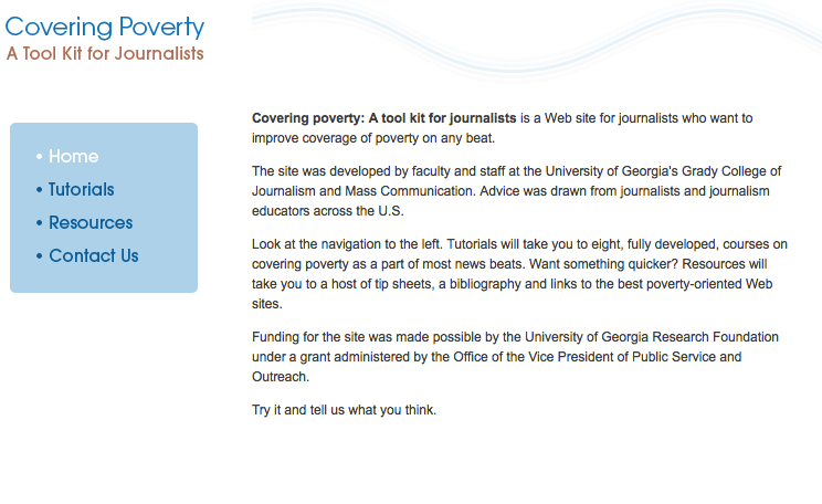 Covering Poverty website